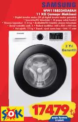 SAMSUNG WW11BB534DAEAH 11 KG ÇAMAŞIR MAKİNESİ